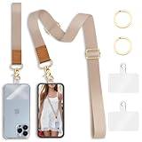 Yonlevres Phone Lanyard Crossbody Strap, Beige Cell Phone Lanyards for around the Neck Wristlet Wrist Strap Solid Color Adjustable for Keys Case Accessories Travel Essentials