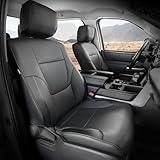 CoverCenter® for Toyota Tundra Seat Covers 2025 2024 2023 2022, Custom-Fit Full Set Seat Cover for 2022-2025 Toyota Tundra CrewMax/Double Cab All Black Durable Luxury Leather Trucks Accessories