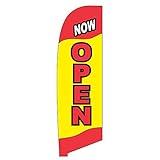 Vispronet Now Open Small Feather Flag Only – 1.8ft x 6.6ft Flag – Great for Businesses, Storefronts, Job Fairs, and Festivals – Printed in the USA