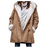 Early Cyber Of Monday Deals 2024 Todays Daily Deals Clearance Lightening Deals Deals Of The Day Clearance Women'S Winter Warm Sherpa Lined Suede Leather Longline Coat With Horn Buttons 1-Khaki Large