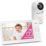 VTech Advanced HQ Max 7" Digital Video Baby Monitor with Pan Tilt Zoom, Long Battery Life 5000mAh, IPS Screen, Touch Control Multi-Color Night Light, 2-Way Talk, HQ Display, Lullabies, No WiFi, White