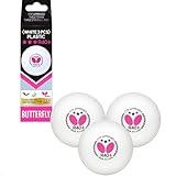 Butterfly R40+ Table Tennis Balls - 40mm White Ping Pong Ball - 3 Pack