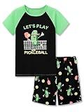 Tebbis Pajamas For Boys Fun Cartoon Pickle Play Pickleball Short Sleeves 2-Piece PJs Set Kid Comfy Sleepwear Size 8