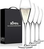 OJA Champagne Flutes Glasses Set of 4, Hand Blown Crystal Wedding Flutes Glass, Ideal for Weddings, Anniversaries, Christmas, Special Days, 10.5 inch, 7.5 oz, Clear