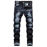 JUNBAOSS Men's Slim Fit Stretch Jeans Ripped Skinny Jeans for Men, Distressed Straight Leg Fashion Comfort Flex Waist Pants