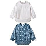 Little Dimsum Long Sleeve Feeding Bibs,Waterproof Baby Bibs with Sleeves, Infant Toddler 6-36 Months for Smock Bib for Eating,Lightweight, Quick Drying,Easy Clean (Leaf)