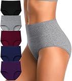 IROCUE Postpartum High Waisted Underwear for Women Cotton Stretch Briefs Soft Comfy Ladies Tummy Control Underwear Panties Multipack-M