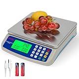 Large Digital Kitchen Scale 30KG Commercial Food Scale 66LB for Baking Bread Meat Stainless Steel Price Computing Scale LCD Display,Prep Counting Scale for Parts and Coins Adapter Included
