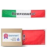 Quarterhouse Italian (Italy - Red, White, and Green Flag) Banner for Foreign Language-ESL Classrooms, Bilingual Businesses, and Special Events - Polyester, 60 x 10 Inches