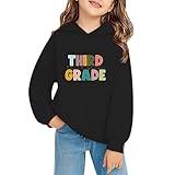 First Day of School Sweatshirts with Hood Third Grade Graphic Boys Girls Back to School Preppy Y2K (Black, 11-13 Years)