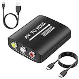 GINGIN RCA to HDMI,AV to HDMI Converter,Composite to HDMI Converter Compatible with WII,PS One,PS2,PS3,STB,Xbox,VHS,VCR,Blue-Ray DVD,with 3.3ft HDMI Cable