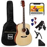 Best Choice Products 41in Full Size Beginner All Wood Acoustic Guitar Starter Set w/Gig Bag, Strap, Capo, Strings, Picks - Natural