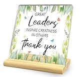 Great Leaders Inspire Greatness in Others Acrylic Desk Decorative Sign, Bosses Office Desk Decor Gift for Women Men