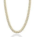 Miabella Solid 18K Gold Over 925 Sterling Silver Italian 5mm Diamond-Cut Cuban Link Curb Chain Necklace for Women Men, Made in Italy (26 Inches)