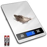 Yusshn Digital Kitchen Scale - Precision Food Scale for Cooking & Baking (1g/0.05oz Accuracy) - Waterproof Stainless Steel with LCD Display, Batteries Included - Weight in Grams & oz (Ash Silver)