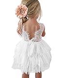 Topmaker Flower Girl Dress for Toddler Baby Girls – Lace Tulle Princess Dress for Wedding, Birthday Party, Photoshoot, Formal Events,Special Occasion (0-6 Month, White)