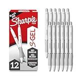Sharpie S-Gel Gel Pens Drawing Pens Gel Ink For Journaling Writing Coloring Medium Point (0.7Mm) Pearl White Body Black Ink Pen 12 Count