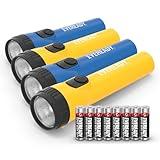 EVEREADY LED Flashlights (4-Pack), Bright Flashlights for Emergencies and Camping Gear, Flash Light with AA Batteries Included, Blue/Yellow (4-Pack)