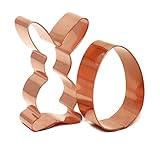 The Fussy Pup Bunny and Egg Cookie Cutter Set – 2.5 & 2 Inch – Handmade Solid Copper Easter Baking Tools – Made in USA – Spring Holiday Kitchen Gift