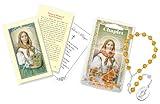 St Dymphna Chaplet - Saint Dymphna Prayer Card, Lord's Prayer Card - Saint Dymphna Chaplet with Medal Charm - St Dymphna Chaplet Rosary, Patron Saint of Nervous and Mental Disease Theme Set of 3 Items