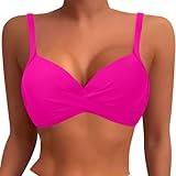 JEUROT Women Sports Bra Bikini Tops Racerback Bikini Tops High Neck Modest Swimsuit Padded Sports Bathing Suit Top Beach Travel Outfits Summer Fashion Clothes (XXL) Hot Pink