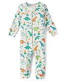 The Children's Place,Baby Boys,And Toddler Long Sleeve 100% Cotton Zip-Front One Piece Footed Pajamas,Vanilla Dinos,3 Years
