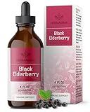 HERBAMAMA Black Elderberry Drops - Vegan Elderberry Liquid Extract for Immune Support - Non-GMO, Alcohol & Sugar-Free Immunity Supplement, 42-Day Supply
