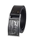 Levi's Men's Everyday Jean Belt with Removable Plaque Buckle, Black Snap, Medium (34-36)