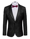 COOFANDY Men's Floral Dinner Jacket Blazer Stylish Jacquard Suit Jacket Party Wedding Prom Tuxedo Dress Jacket Black