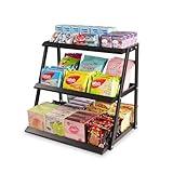 WWN 3-Tier Candy Display - Multi-Functional Counter Snack & Chip Holder for Stores - Cupcake Display Stand (Black)