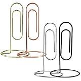 5.2 Inch Desktop Memo Holder, 4 Pack Jumbo Metal Desk Paper Clip Organizer for Office Table, Place Card, Bills, Photos, Table Numbers, Multi-Purpose Document Stand Accessory