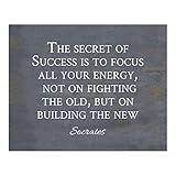 "The Secret To Success" Motivational Wall Art Print - 8x10" Socrates Quote Print For Home Decor, Office, & School Wall Décor. Gift for Motivation. Unframed