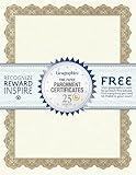 Geographics Optima Gold Blank Award Certificate Paper with Gold Foil Seals, 8.5 x 11", Seal 1.75" (Pack of 25)