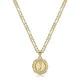 KissYan Initial Necklace for Women,14K Gold Plated Round Letter Pendant Necklace Capital Monogram Necklace Alhpabets from A-Z Figaro Chain Necklace(Gold J)