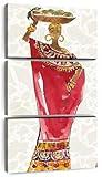 Elephant Stock - African Flair VI Wall Art - Vertical Multi Panel Canvas - 3 Piece Living Room Wall Decor - Watercolor Fashion Drawing Multi Piece Wall Art - Beige And Brown Decor by Anne Tavoletti - 24" x 52"