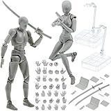 Yookeer Body Kun and Body Chan Dx Set, Drawing Action Figures Female and Male PVC Drawing Doll Human Model Figure with Joints for Artists(Gray)
