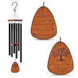 Personalized Wind Chimes Memorial, Custom Engraved Double-Sided Wooden Pendant Chime, Commemorative Sympathy Bereavement Gifts for Loss of Mom, Dad or Loved One, Outdoor Garden Decor(25.5/32/37 Inch)