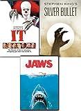 The Edge-of-your-seat Classics Stephen King Silver Bullet & It Pennywise the Clown Horror Movie + Jaws DVD 3 Feature movie Scare bundle