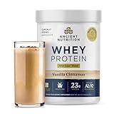 Ancient Nutrition Grass Fed Whey Protein + Fat Loss Blend, Vanilla Cinnamon, 23g Protein, Promotes Fat Loss and Boost Metabolism, Organic Regenerative A2/A2 Milk Protein,18 Servings
