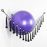Diocos Exercise Ball Holder Yoga Ball Rack Corner Hanging Storage Net or Hammock for Fitness Ball,Balance Ball,Pregnancy Stability Ball Organizer for Yoga Studio and Gym