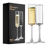 PARACITY Champagne Flutes, Champagne Glasses Set of 2, Elegant 6oz Glass Champagne Flutes, Gift for Birthday, Wedding, Christmas, Clear Sparkling Champagne Glasses for Women, Men
