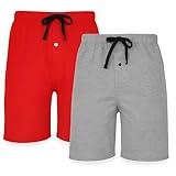 Hanes Men’s 2-Pack Cotton Sleep Shorts – Lightweight Lounge Bottoms 7.5" Inseam, Breathable Fit, Elastic Waist, Pantalones Cortos de Dormir de Algodón, Red/Grey Heather, X-Large