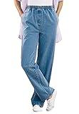 Woman Within Plus Size 7-Day Straight-Leg Elastic-Waist Denim Jean (Petite & Tall Available) - 20 W, Light Stonewash