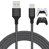MENEEA 16.4FT Charger Charging Cable for PS5/ PS5 Pro/Xbox Series X/S Controller/for Switch Pro, Replacement USB Charging Cord Nylon Braided Type-C Ports Accessories for PS5/for Xbox Series X, Black