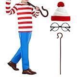 Morph Red and White Stripe Costume for Kids - Complete Set Book Character Costumes for Boys, Halloween Costumes for Boys 10-12 years