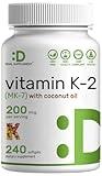 DEAL SUPPLEMENT Vitamin K2 MK-7 200mcg Per Serving, 240 Coconut Oil Softgels | Easily Absorbed Menaquinone-7 Form | Bone, Joint, & Immune Support – Non-GMO
