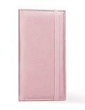 Yarnic Checkbook Cover for Personal Checkbook, Checkbook Holder with Pen Holder & Built-in Clear Plastic Divider for Duplicate Checks (Baby Pink)