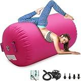 CZGBRO Air Roller Gymnastics Barrel Inflatable Tumbling Roller Air Mat Octagon Mat with Electric Pump for Backhandspring Training Cheerleading Home Use(Pink, 3.3ftx23.6inch)