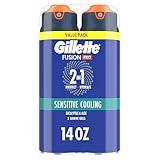 Gillette PRO Shaving Gel For Men Cools To Soothe Skin And Hydrates Facial Hair, TWIN PACK - Total 14oz, ProGlide Sensitive 2 in 1 Shave Gel