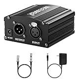 Neewer 1-Channel 48V Phantom Power Supply with Adapter, BONUS+XLR 3 Pin Microphone Cable for Any Condenser Microphone Music Recording Equipment (8 feet)